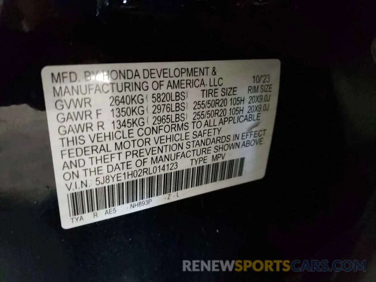 13 fotografías del automóvil dañado 5J8YE1H02RL014123 ACURA MDX 2024