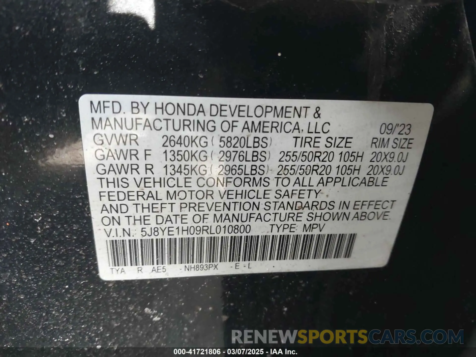 9 fotografías del automóvil dañado 5J8YE1H09RL010800 ACURA MDX 2024