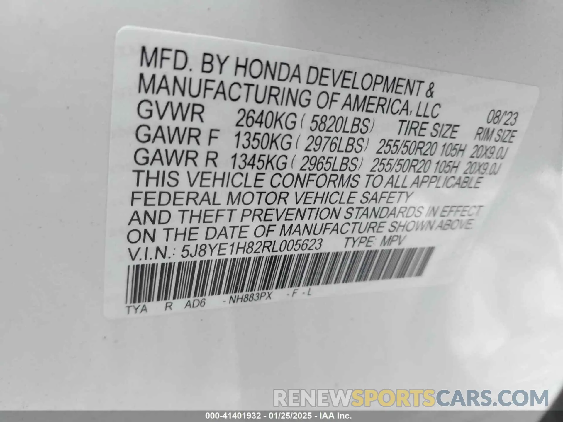 9 fotografías del automóvil dañado 5J8YE1H82RL005623 ACURA MDX 2024