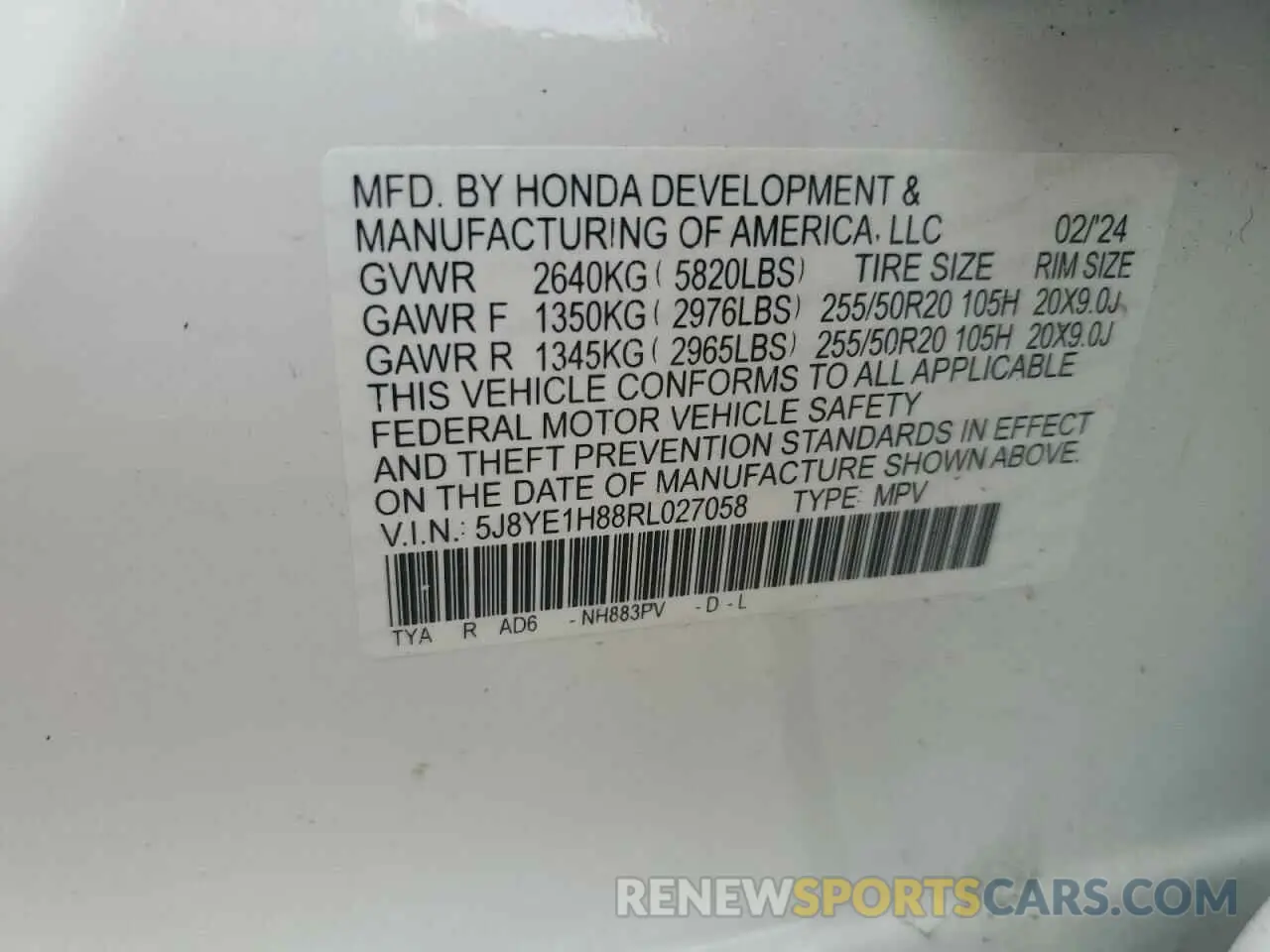 13 fotografías del automóvil dañado 5J8YE1H88RL027058 ACURA MDX 2024