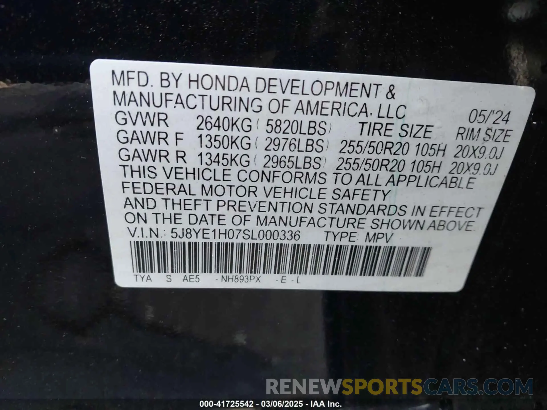 9 fotografías del automóvil dañado 5J8YE1H07SL000336 ACURA MDX 2025