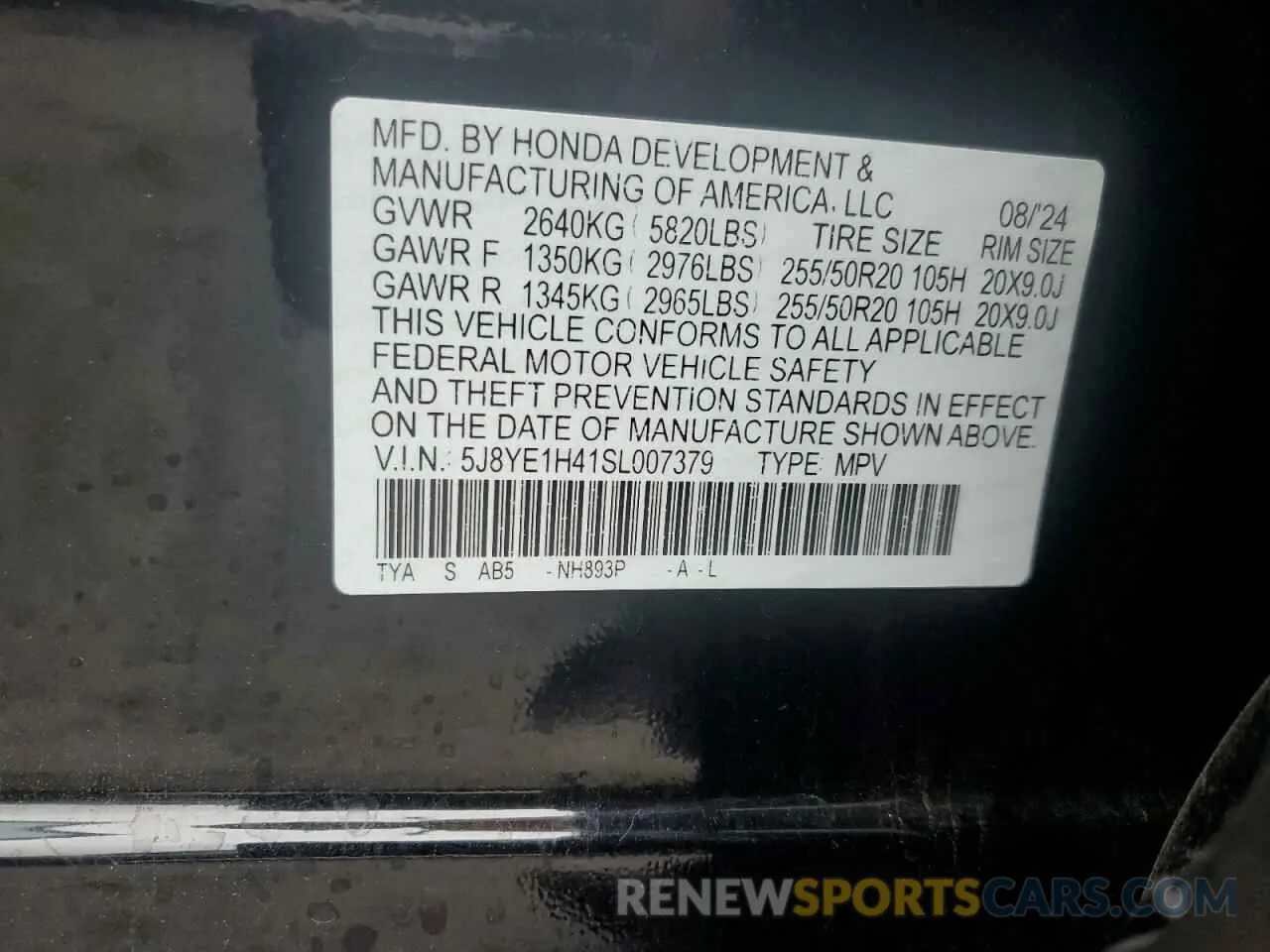 15 fotografías del automóvil dañado 5J8YE1H41SL007379 ACURA MDX 2025