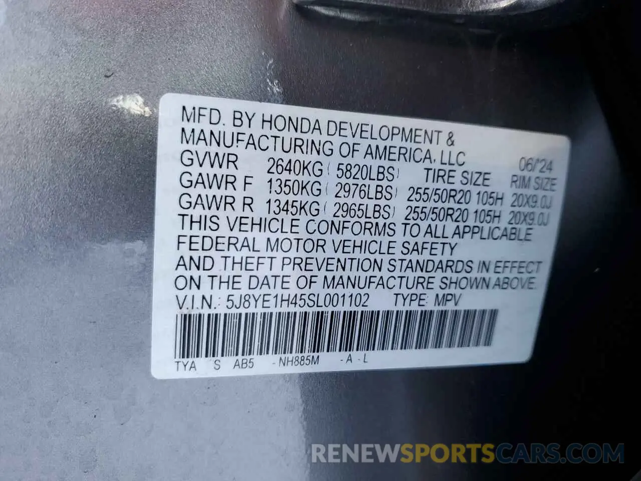 13 fotografías del automóvil dañado 5J8YE1H45SL001102 ACURA MDX 2025