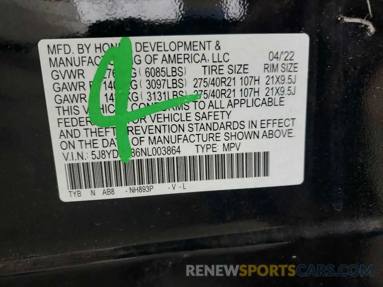 13 fotografías del automóvil dañado 5J8YD8H86NL003864 ACURA MDX TYPE S 2022