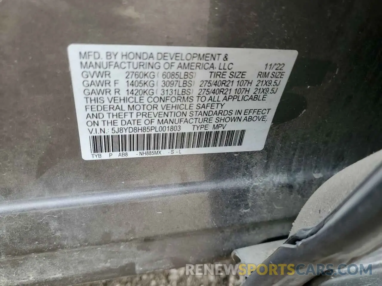 13 fotografías del automóvil dañado 5J8YD8H85PL001803 ACURA MDX TYPE S 2023