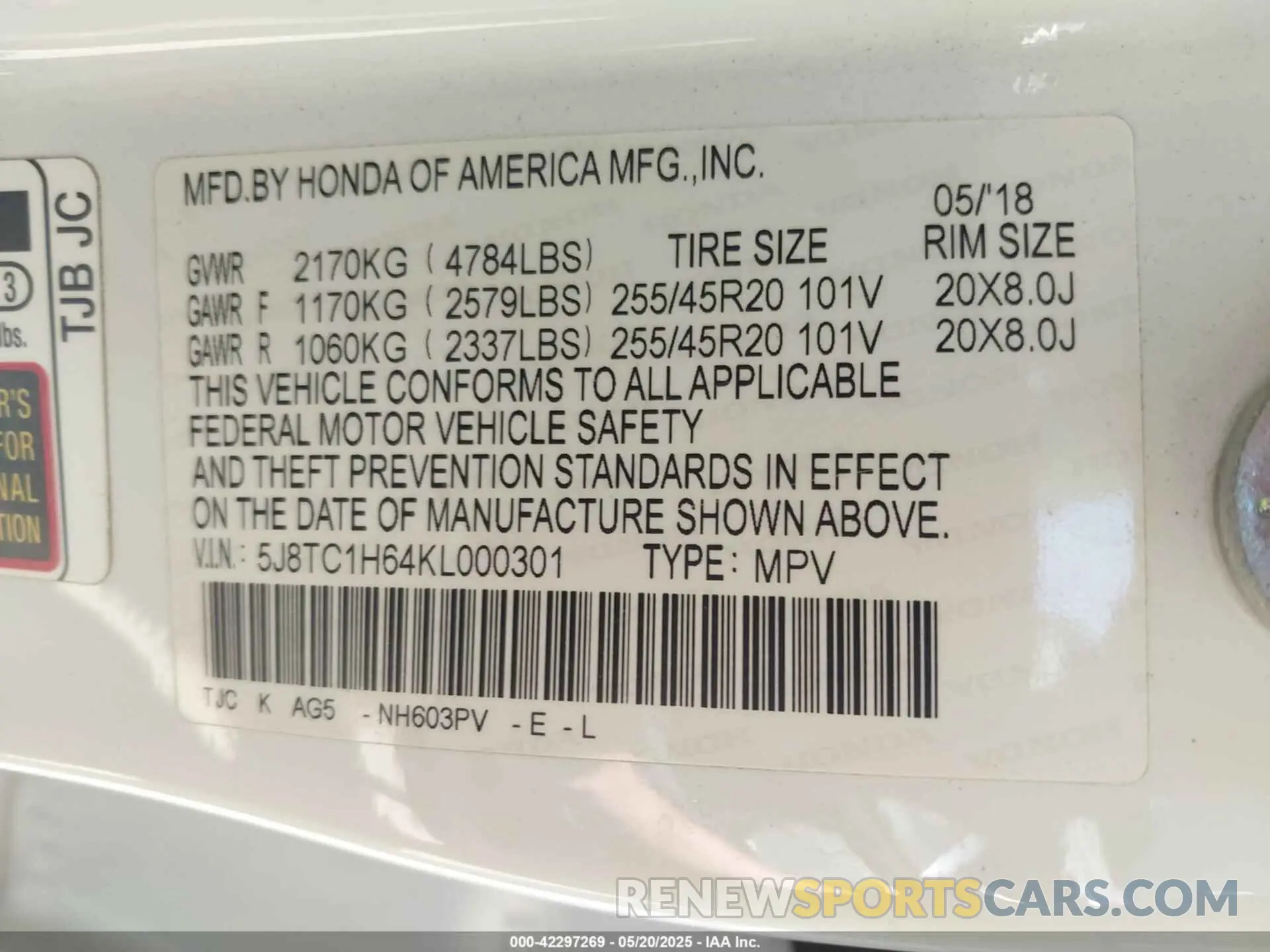 9 fotografías del automóvil dañado 5J8TC1H64KL000301 ACURA RDX 2019