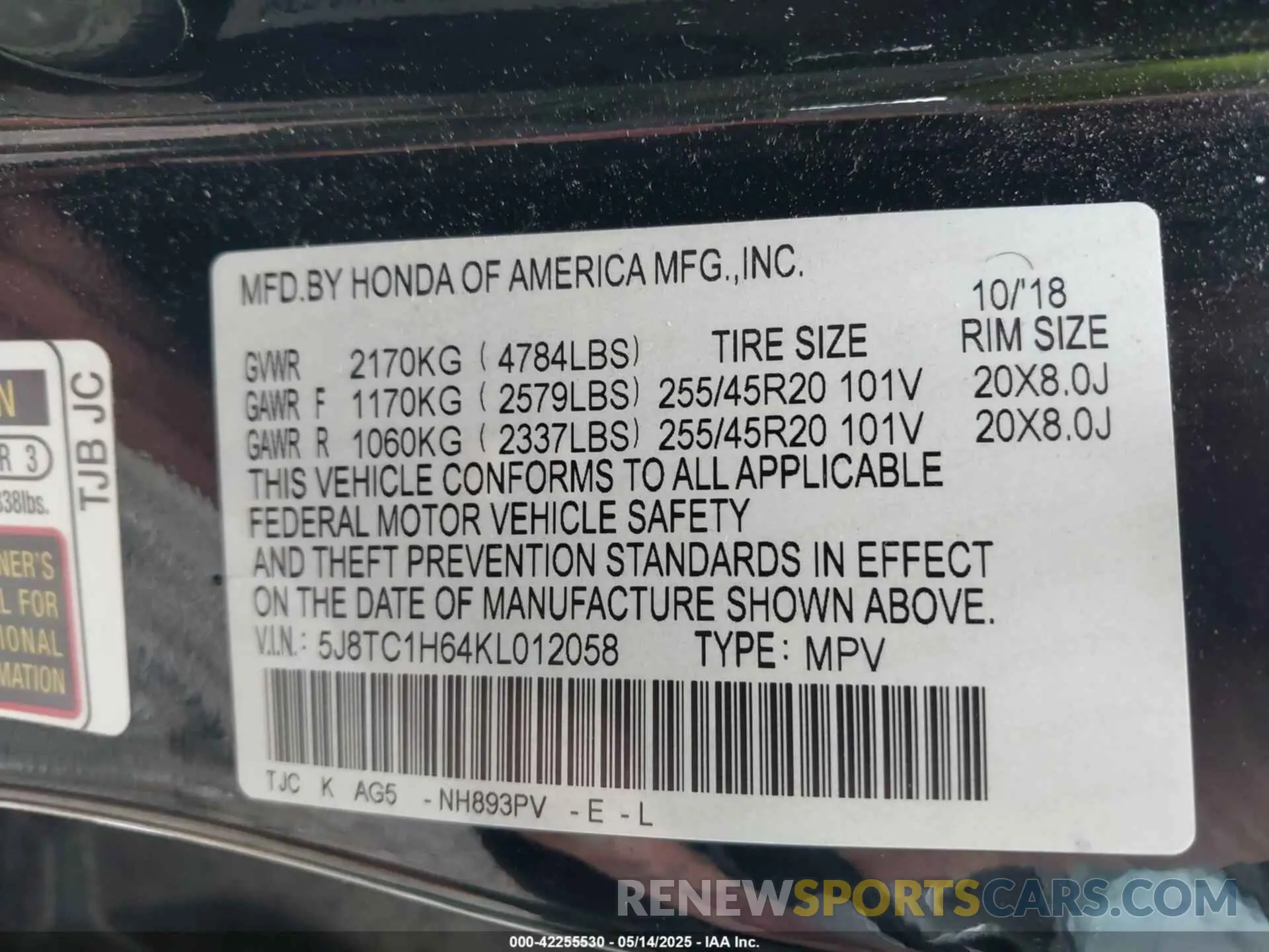 9 fotografías del automóvil dañado 5J8TC1H64KL012058 ACURA RDX 2019