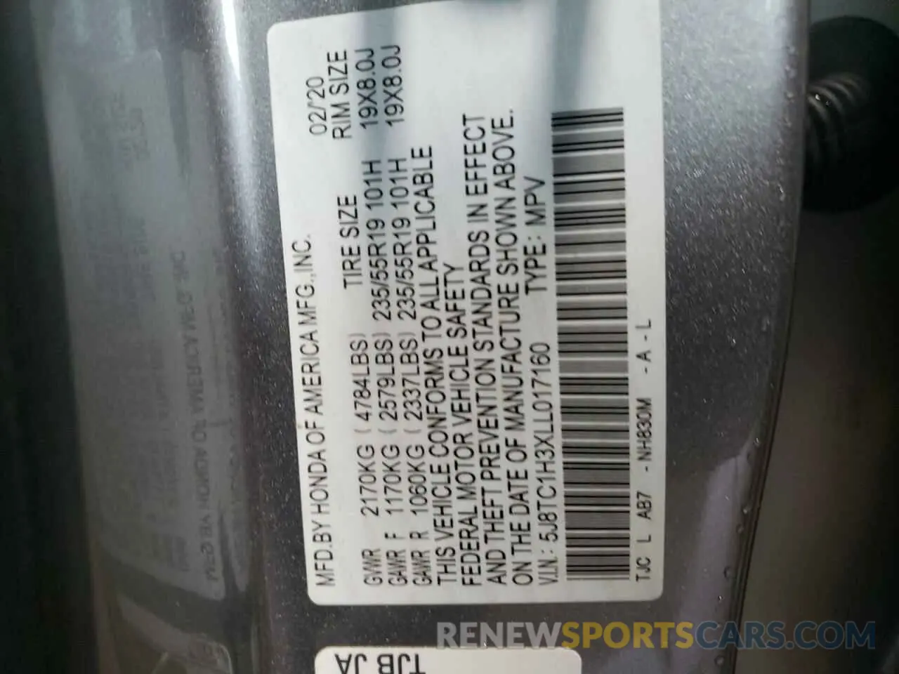 12 fotografías del automóvil dañado 5J8TC1H3XLL017160 ACURA RDX 2020
