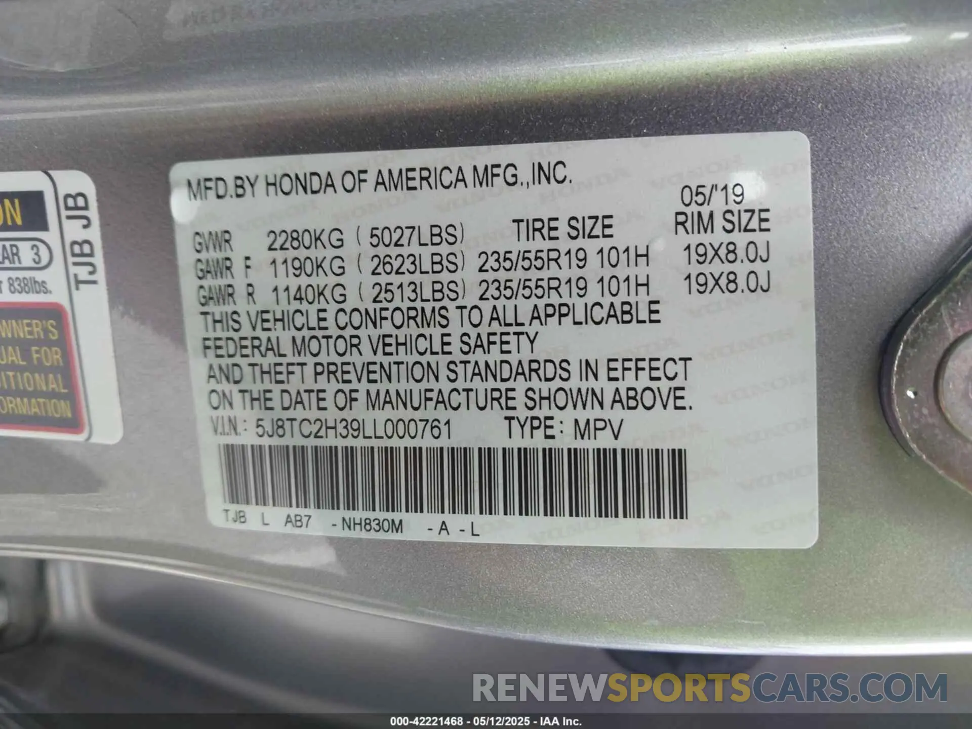 9 fotografías del automóvil dañado 5J8TC2H39LL000761 ACURA RDX 2020