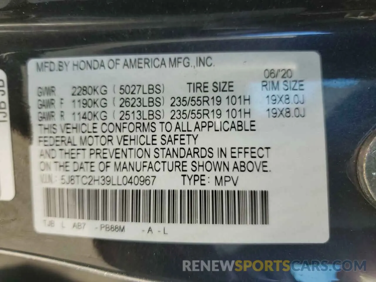 14 fotografías del automóvil dañado 5J8TC2H39LL040967 ACURA RDX 2020