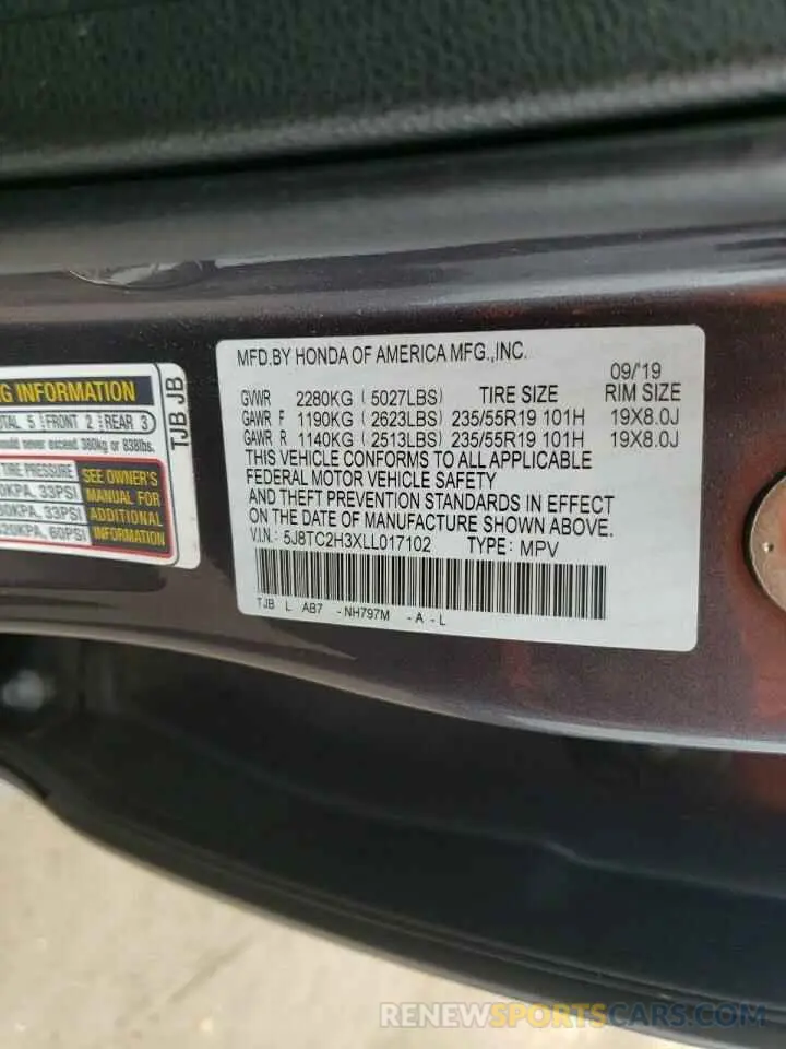 12 fotografías del automóvil dañado 5J8TC2H3XLL017102 ACURA RDX 2020