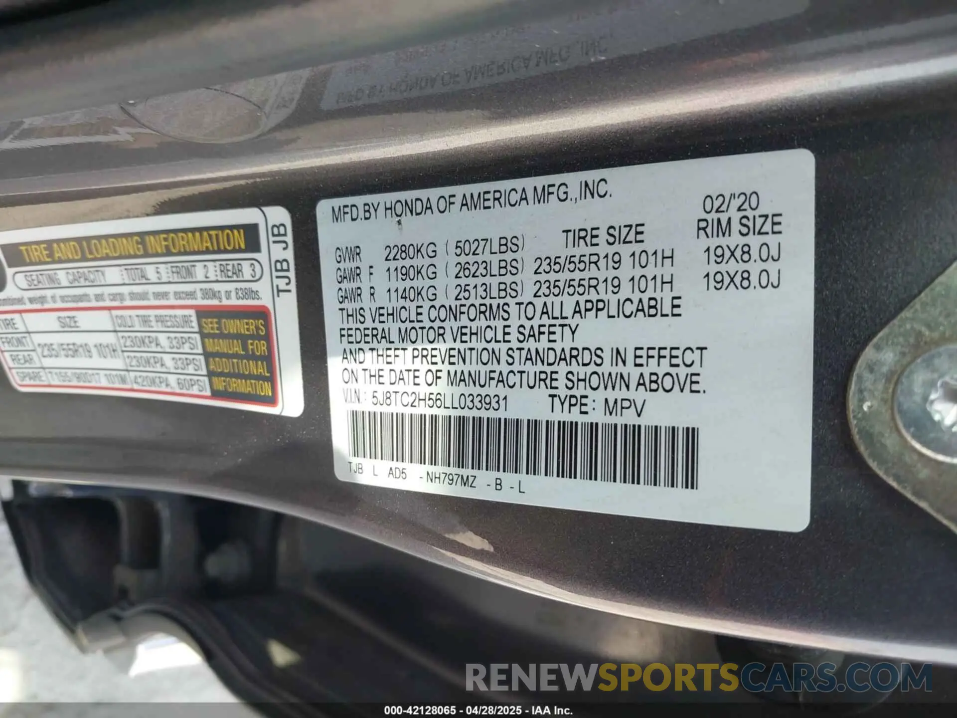 9 fotografías del automóvil dañado 5J8TC2H56LL033931 ACURA RDX 2020