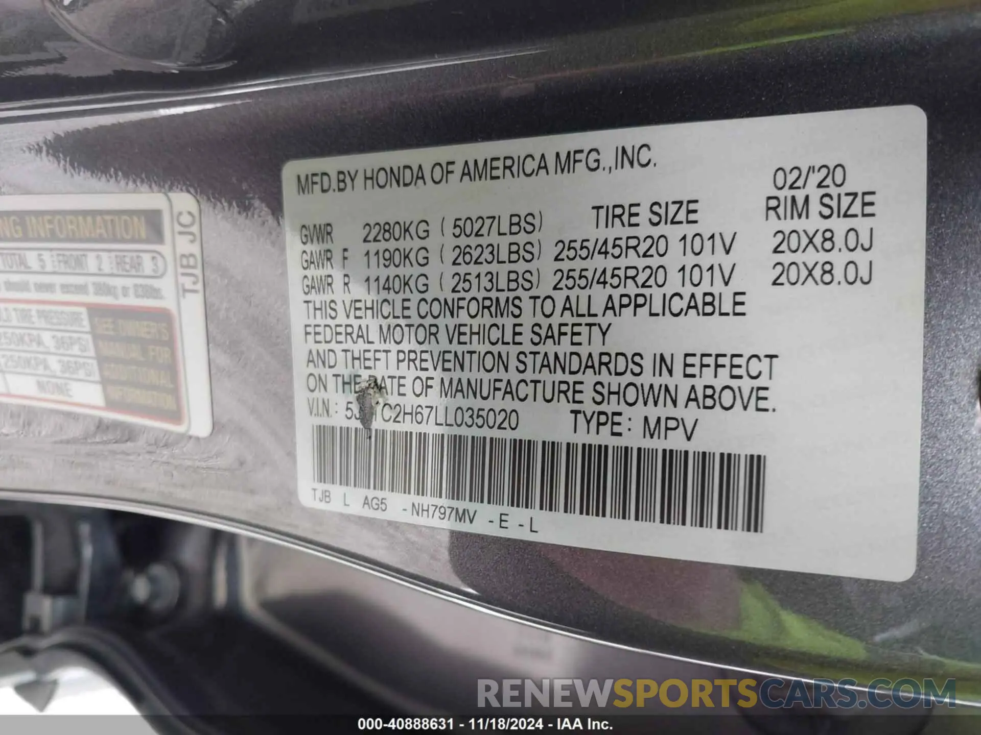 9 fotografías del automóvil dañado 5J8TC2H67LL035020 ACURA RDX 2020