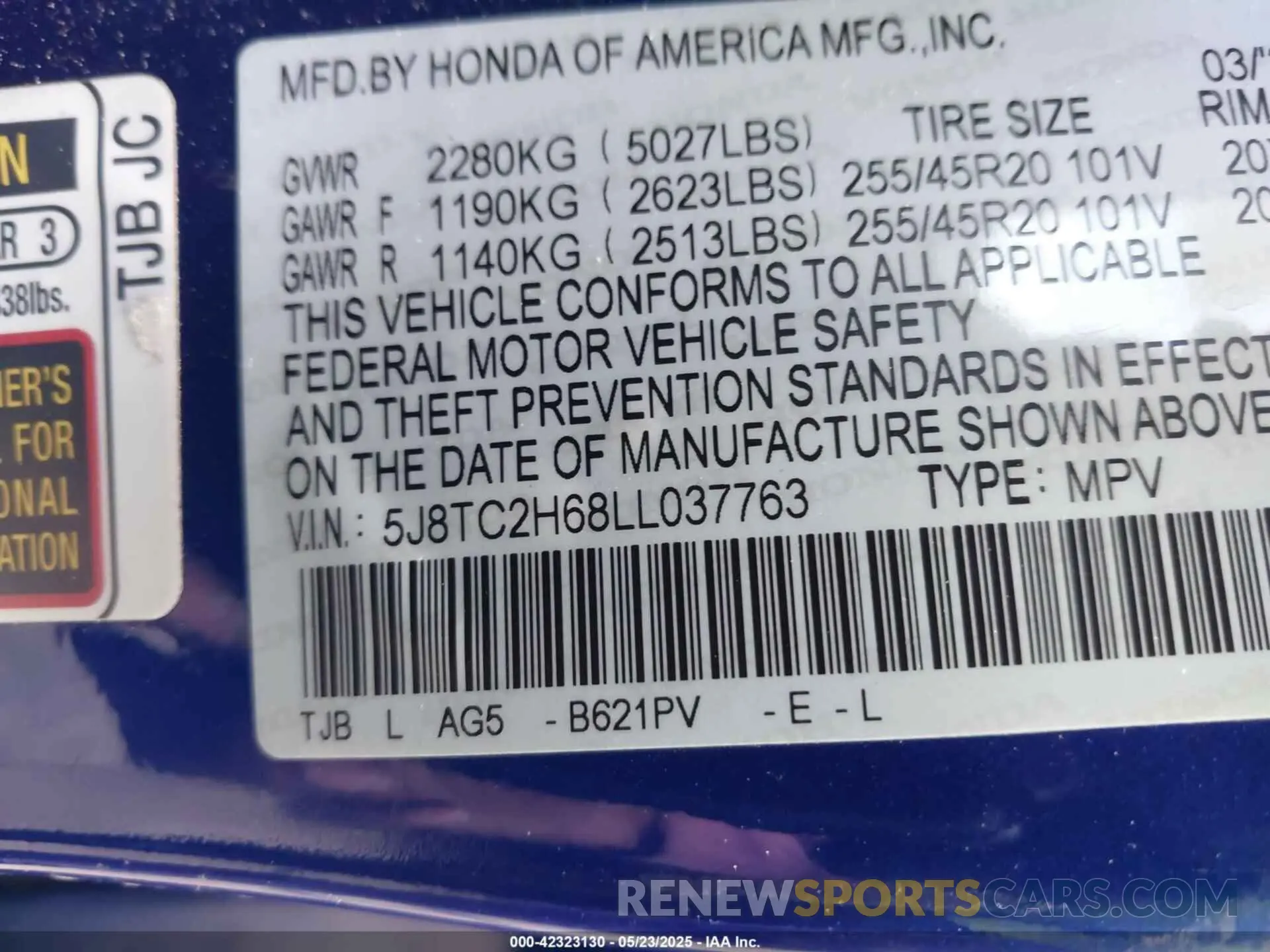 9 fotografías del automóvil dañado 5J8TC2H68LL037763 ACURA RDX 2020