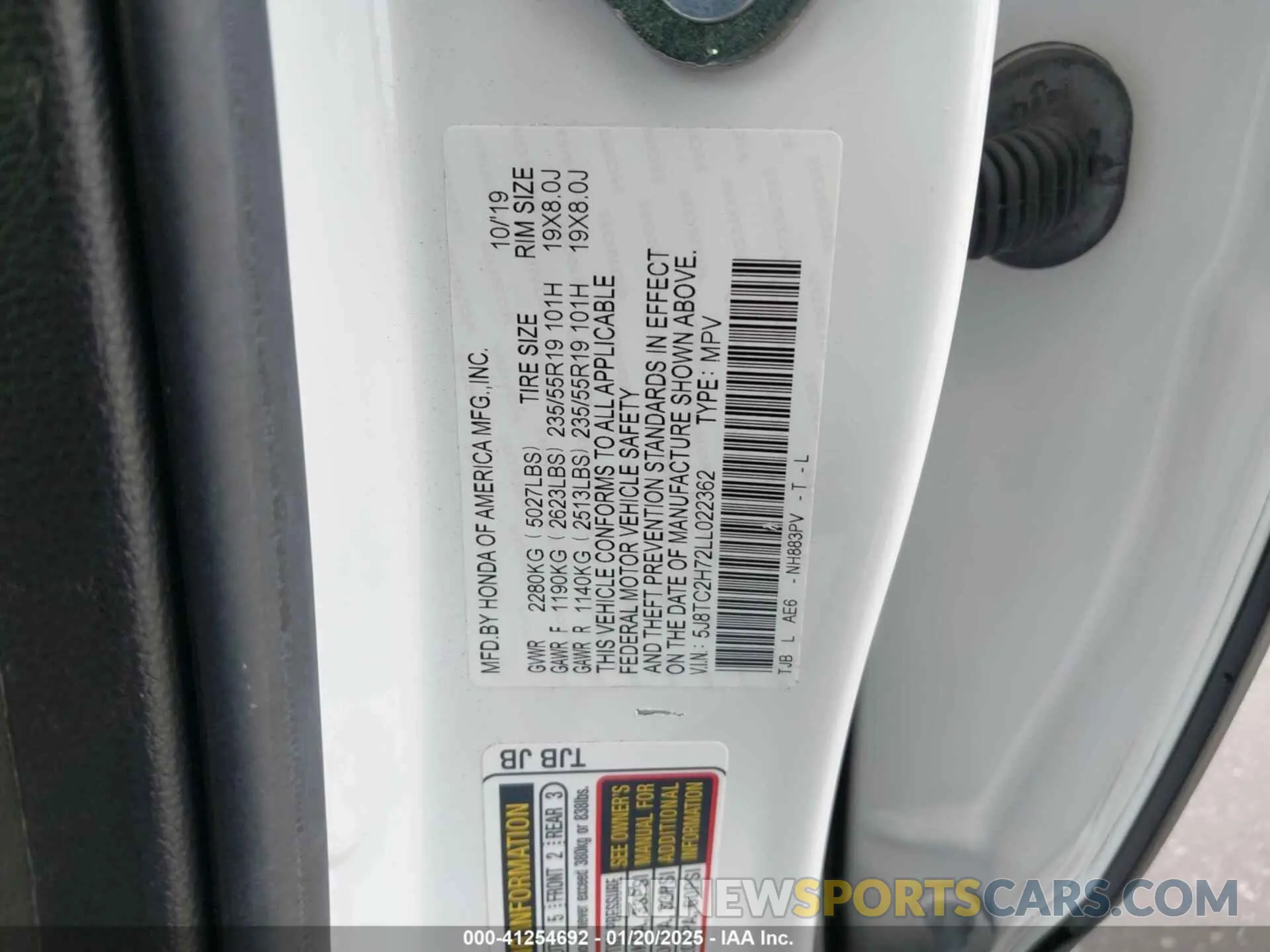 9 fotografías del automóvil dañado 5J8TC2H72LL022362 ACURA RDX 2020