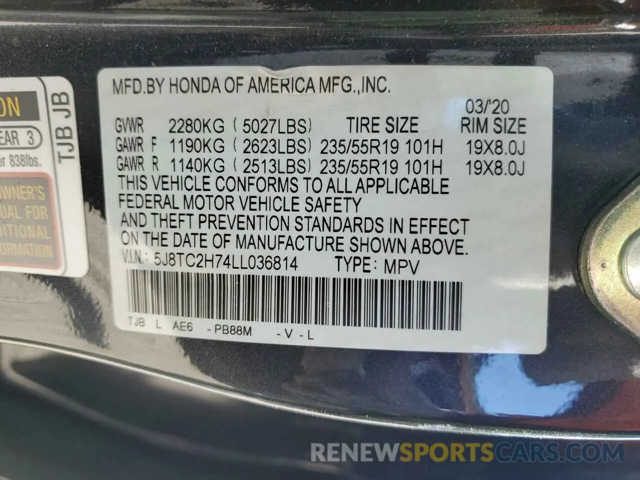 16 fotografías del automóvil dañado 5J8TC2H74LL036814 ACURA RDX 2020