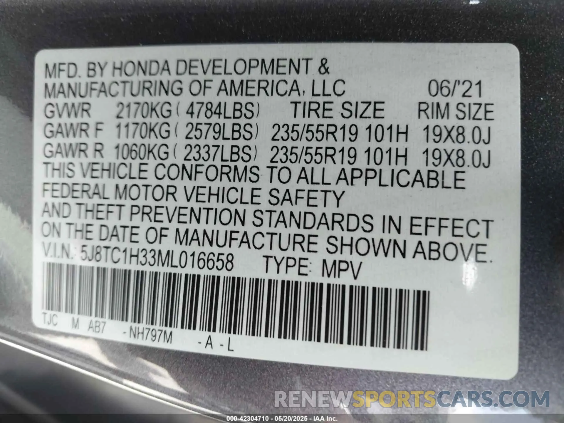 9 fotografías del automóvil dañado 5J8TC1H33ML016658 ACURA RDX 2021