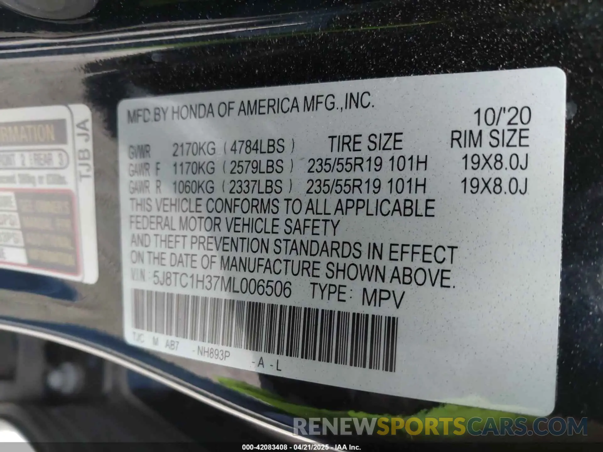 9 fotografías del automóvil dañado 5J8TC1H37ML006506 ACURA RDX 2021