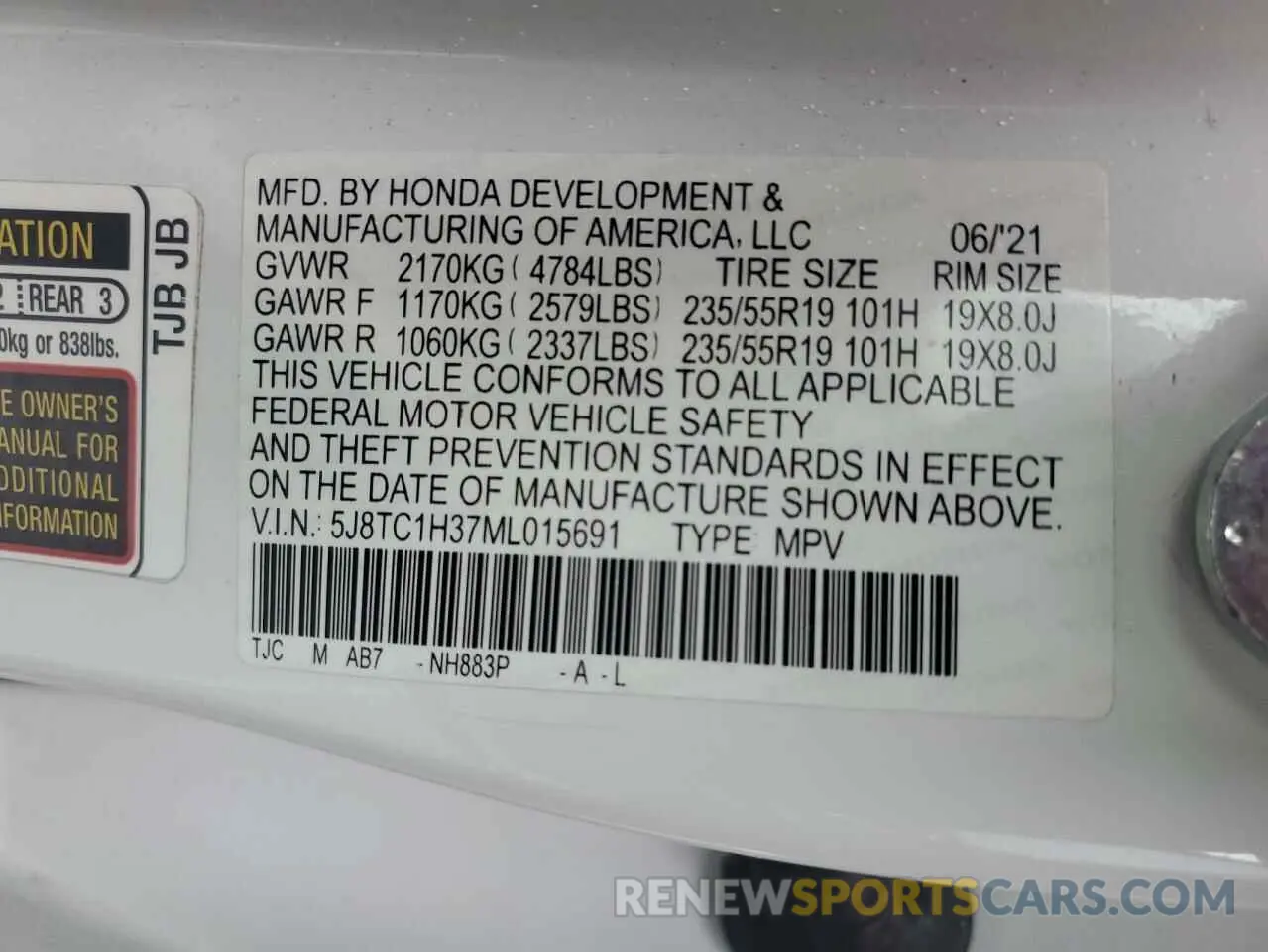 13 fotografías del automóvil dañado 5J8TC1H37ML015691 ACURA RDX 2021