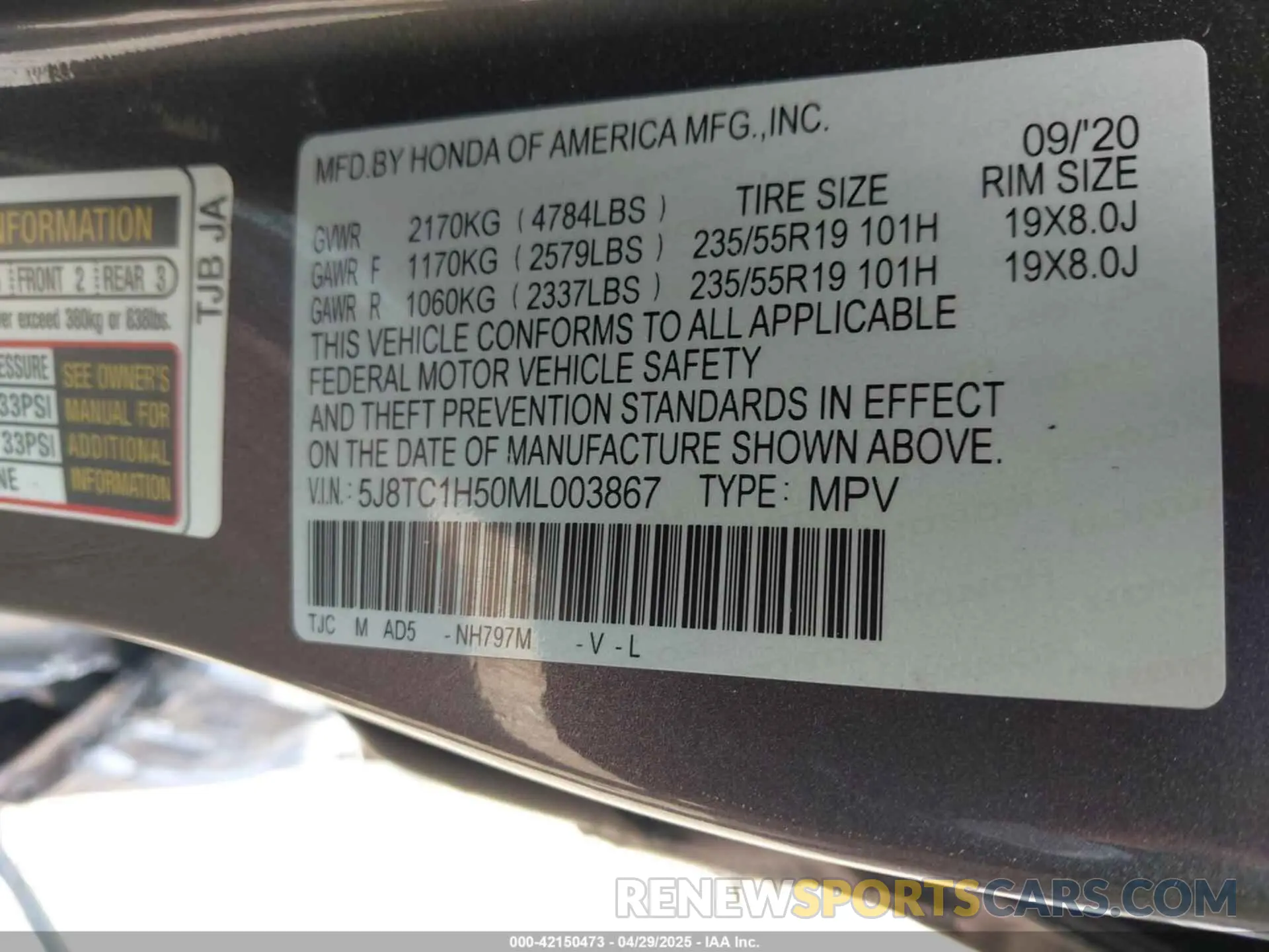 9 fotografías del automóvil dañado 5J8TC1H50ML003867 ACURA RDX 2021