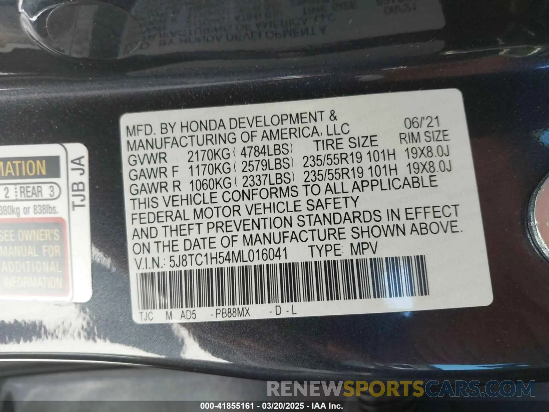 9 fotografías del automóvil dañado 5J8TC1H54ML016041 ACURA RDX 2021