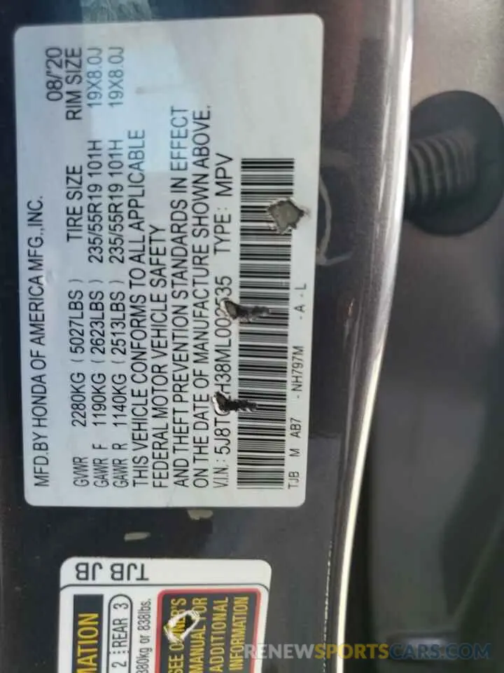13 fotografías del automóvil dañado 5J8TC2H38ML002535 ACURA RDX 2021