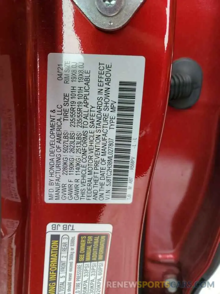 14 fotografías del automóvil dañado 5J8TC2H38ML027807 ACURA RDX 2021