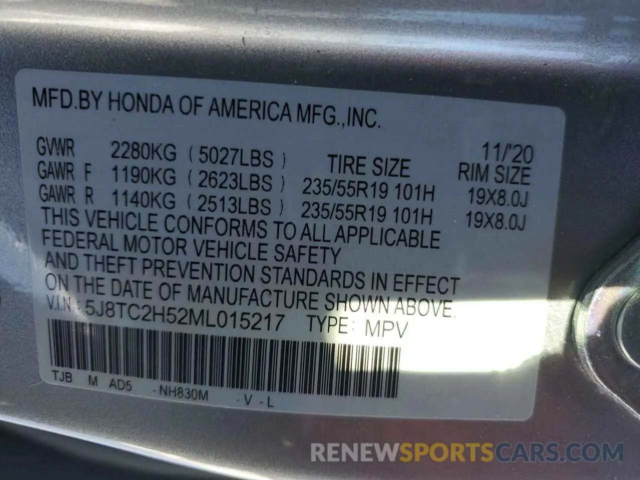 15 fotografías del automóvil dañado 5J8TC2H52ML015217 ACURA RDX 2021