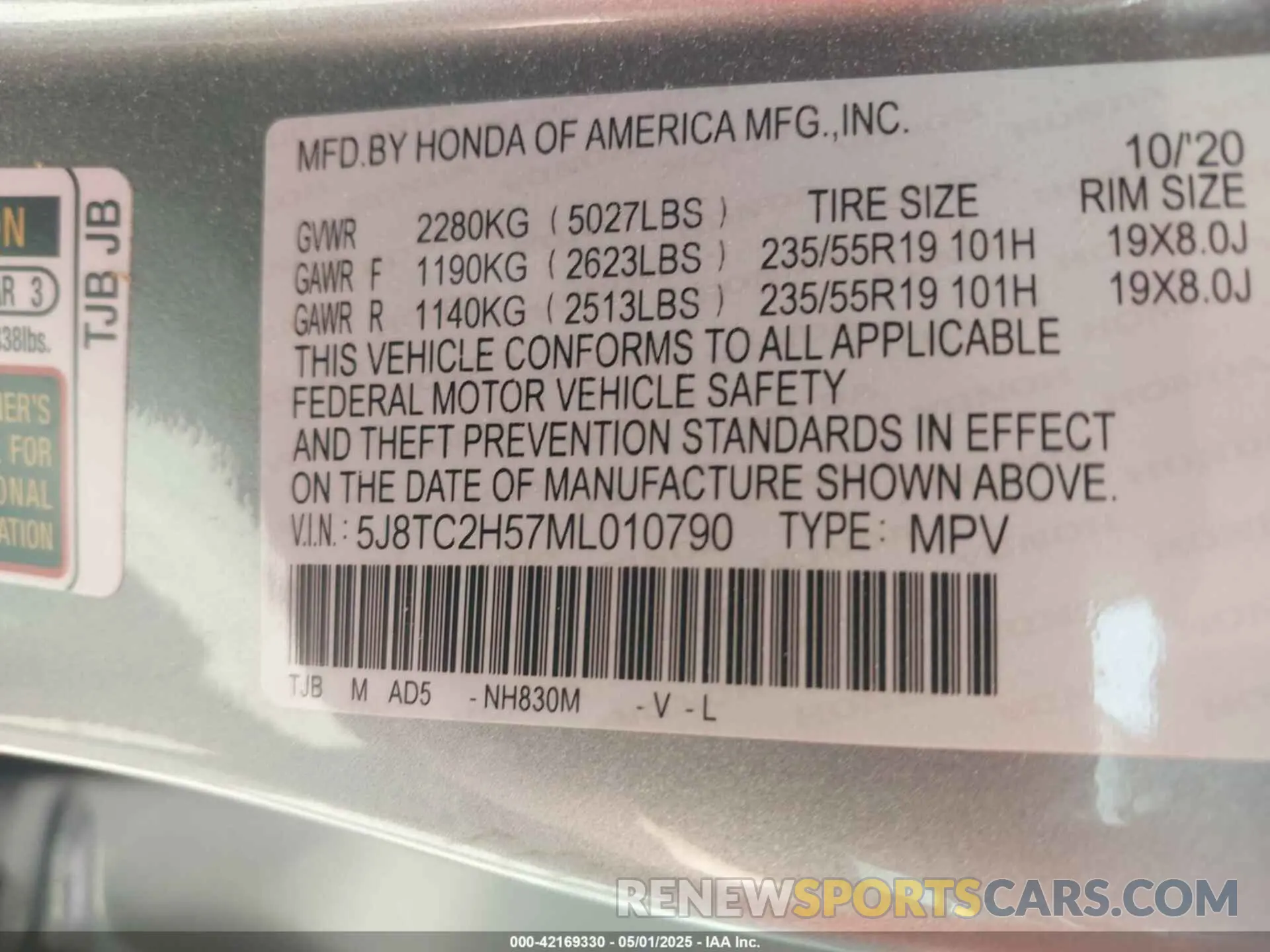 9 fotografías del automóvil dañado 5J8TC2H57ML010790 ACURA RDX 2021