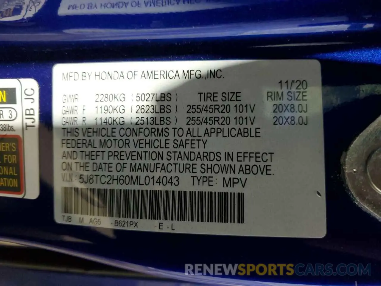 13 fotografías del automóvil dañado 5J8TC2H60ML014043 ACURA RDX 2021