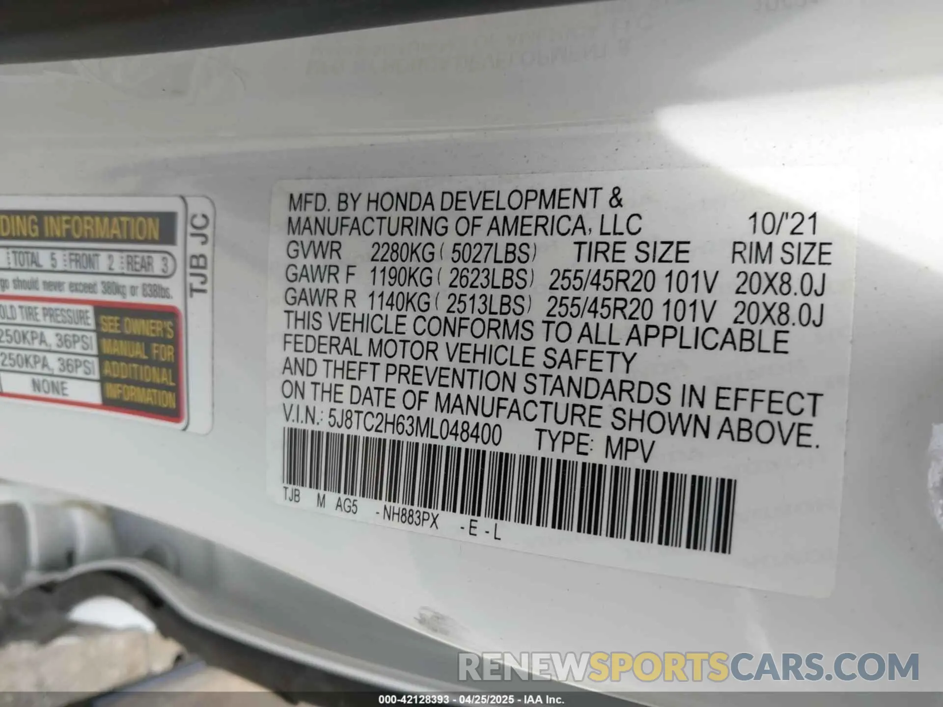 9 fotografías del automóvil dañado 5J8TC2H63ML048400 ACURA RDX 2021