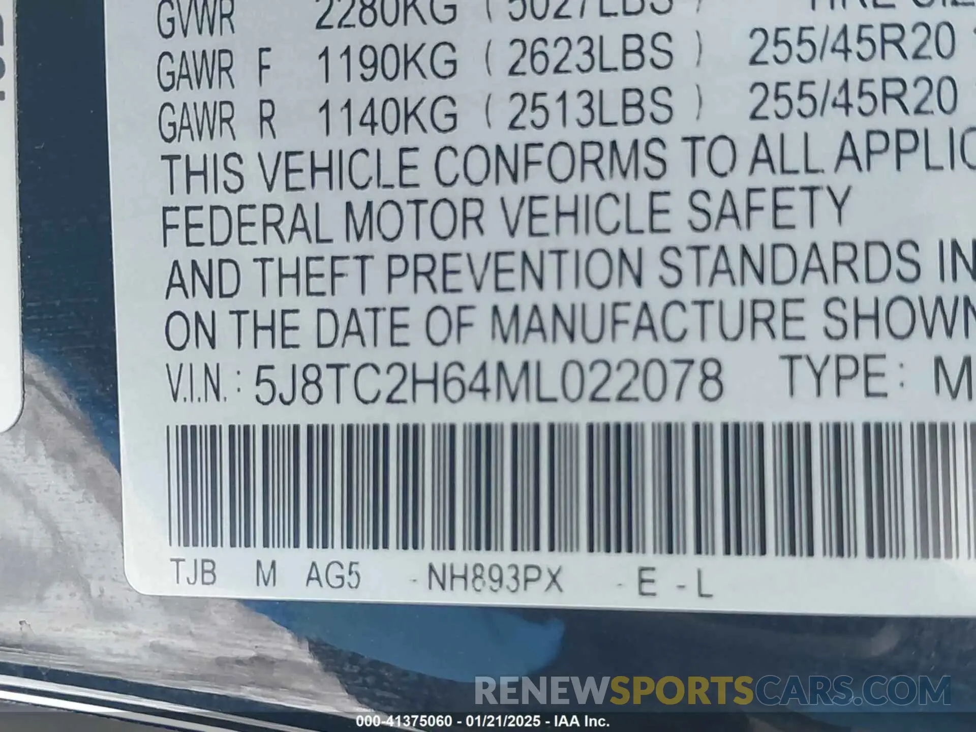 9 fotografías del automóvil dañado 5J8TC2H64ML022078 ACURA RDX 2021