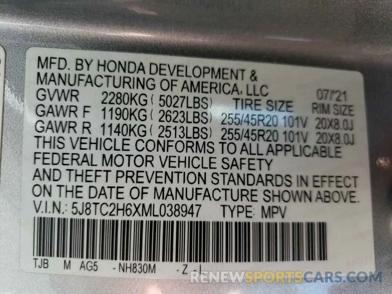 13 fotografías del automóvil dañado 5J8TC2H6XML038947 ACURA RDX 2021