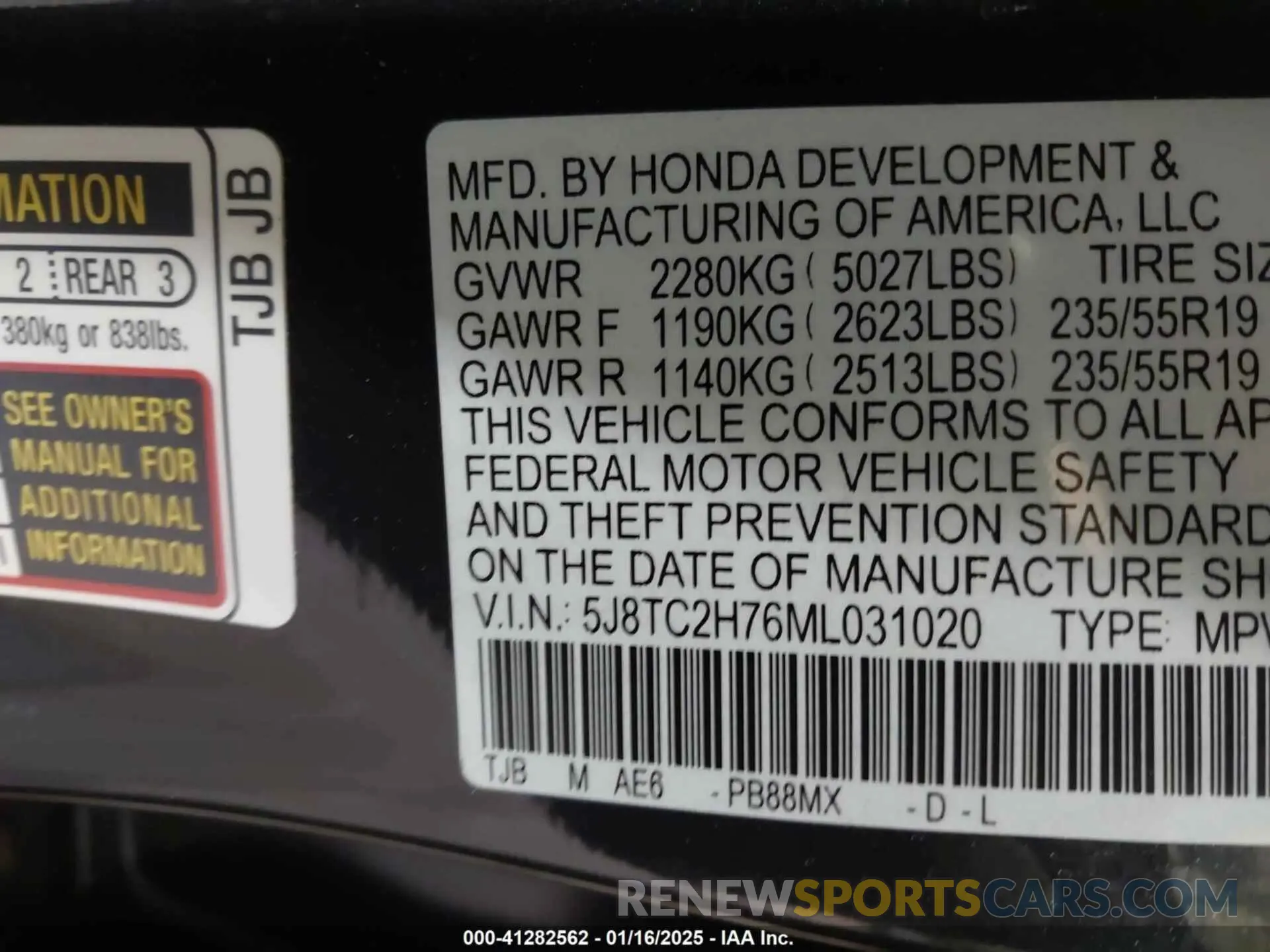 9 fotografías del automóvil dañado 5J8TC2H76ML031020 ACURA RDX 2021