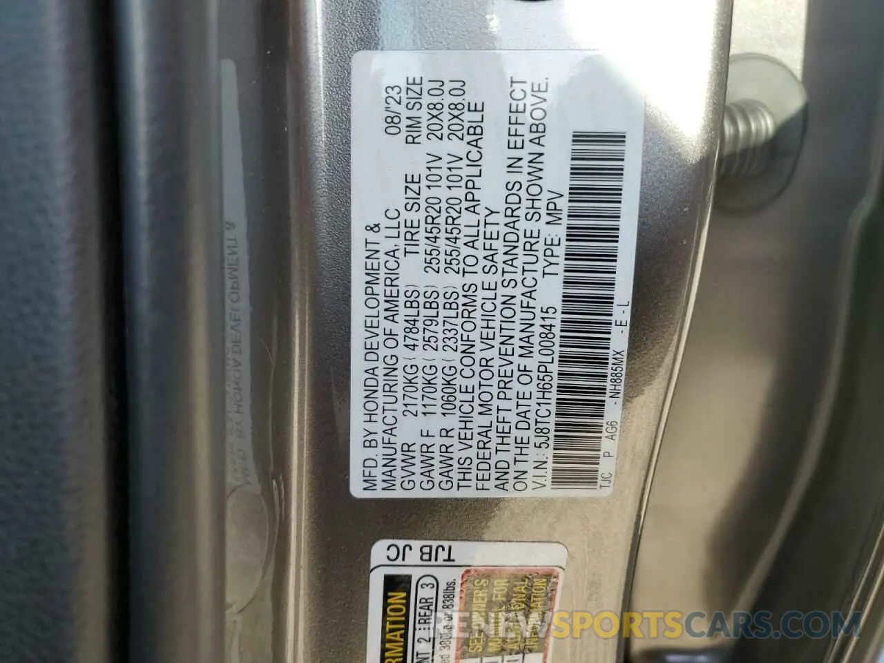 16 fotografías del automóvil dañado 5J8TC1H65PL008415 ACURA RDX 2023