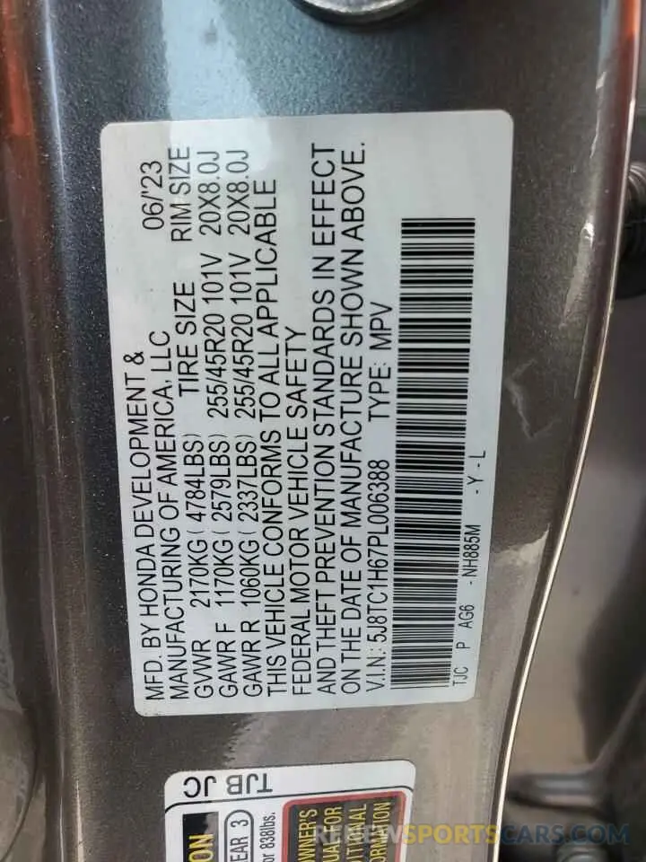 14 fotografías del automóvil dañado 5J8TC1H67PL006388 ACURA RDX 2023