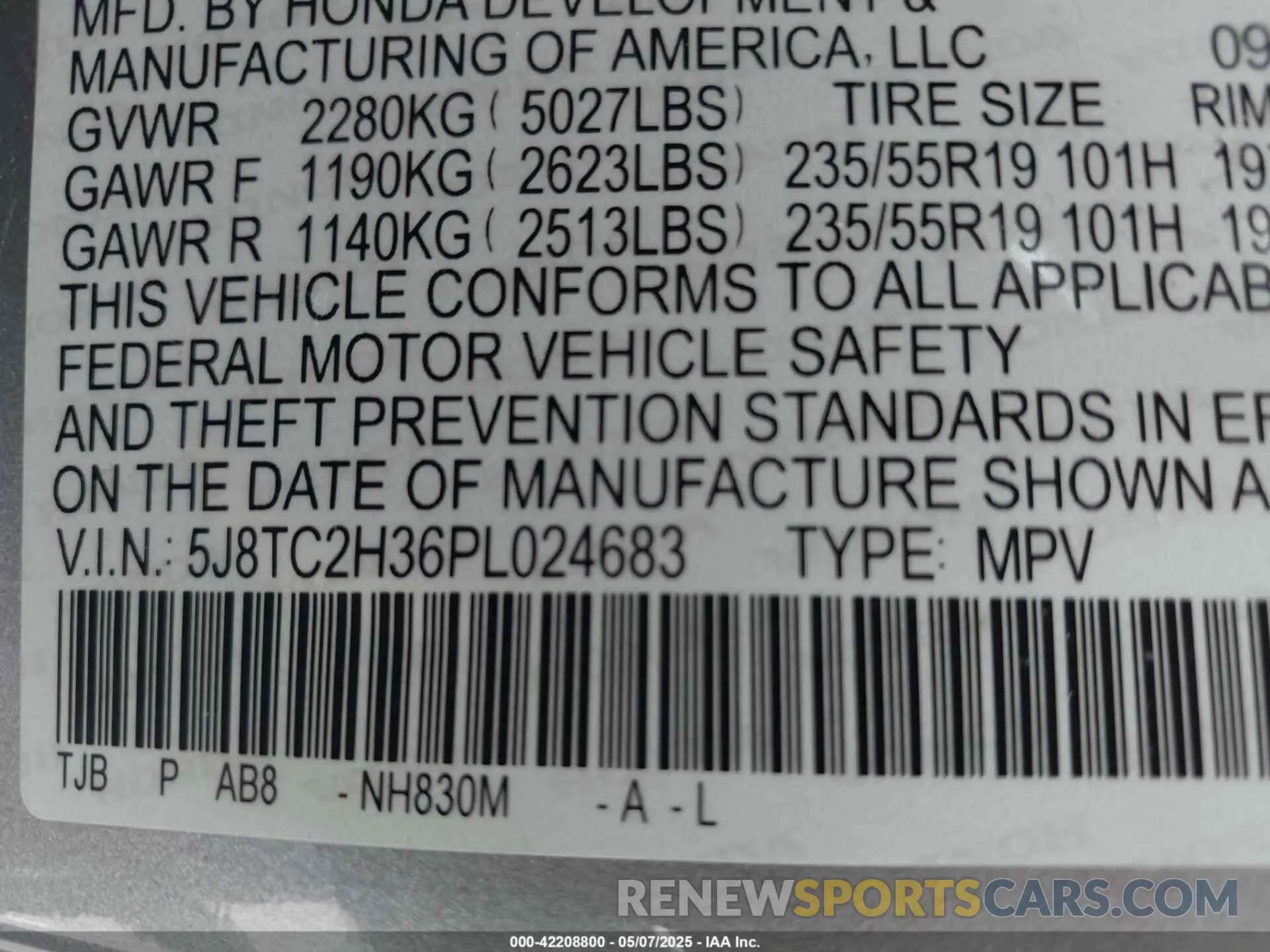 9 fotografías del automóvil dañado 5J8TC2H36PL024683 ACURA RDX 2023