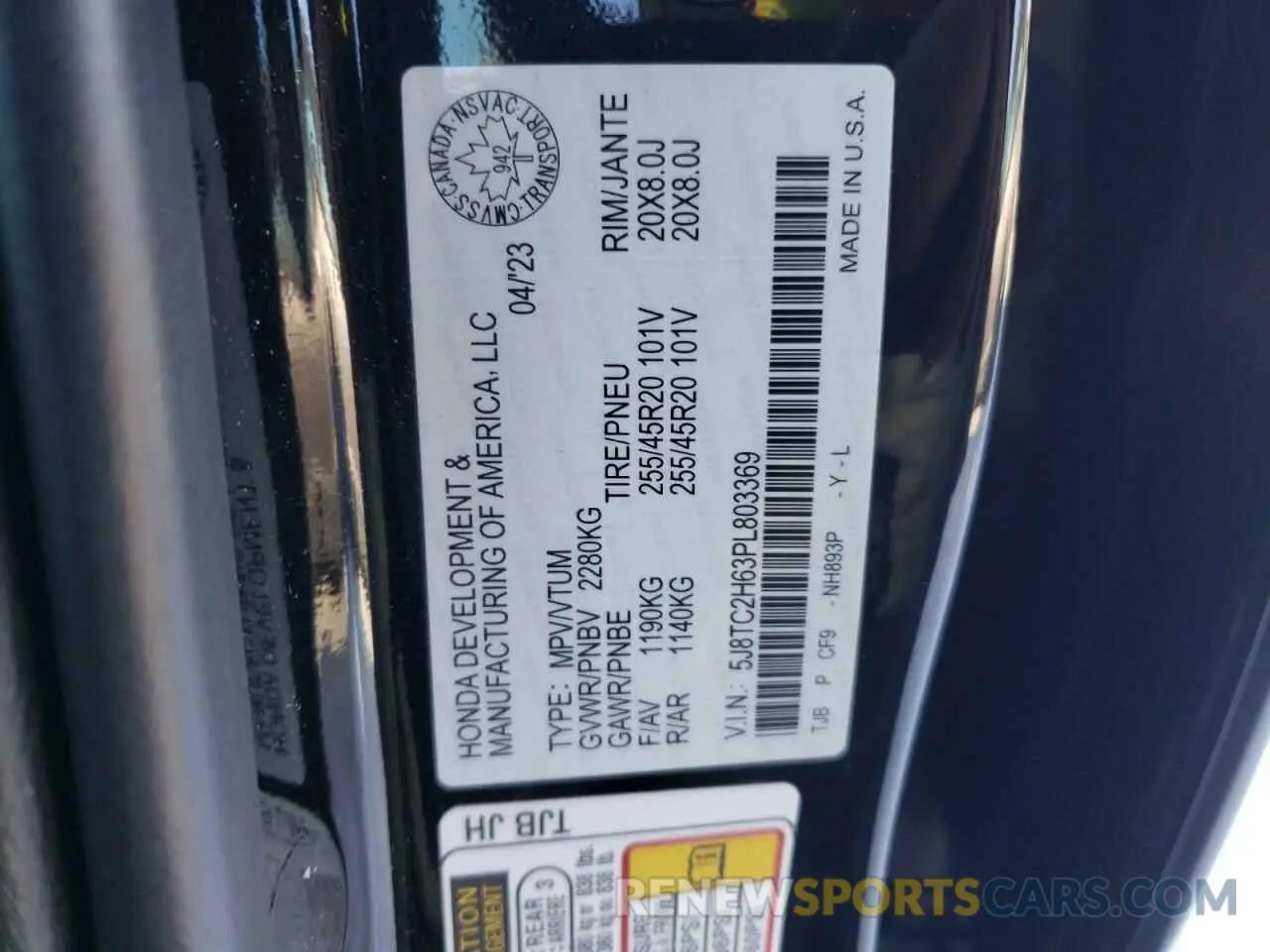 13 fotografías del automóvil dañado 5J8TC2H63PL803369 ACURA RDX 2023