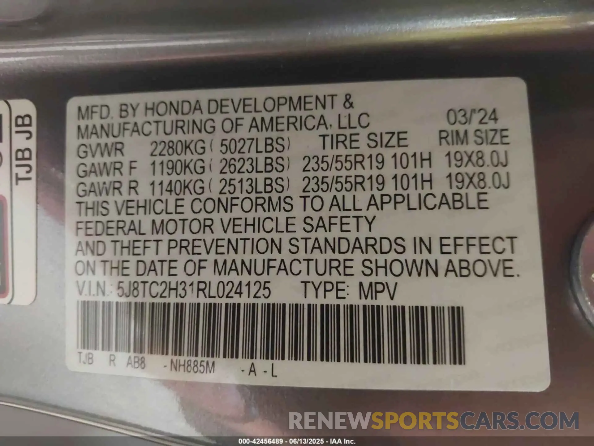 9 fotografías del automóvil dañado 5J8TC2H31RL024125 ACURA RDX 2024