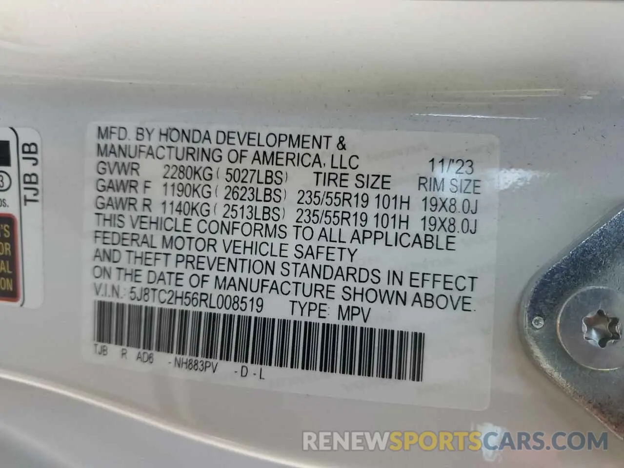 13 fotografías del automóvil dañado 5J8TC2H56RL008519 ACURA RDX 2024
