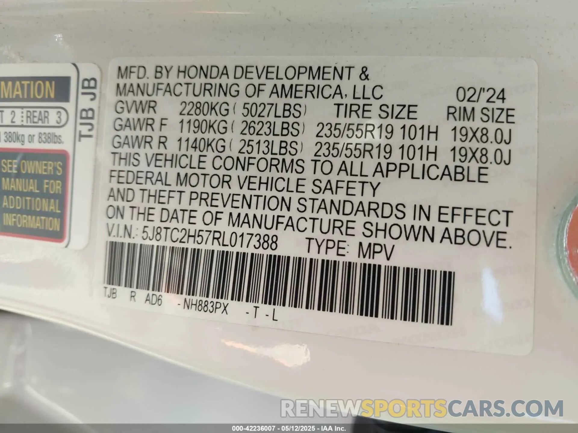 9 fotografías del automóvil dañado 5J8TC2H57RL017388 ACURA RDX 2024