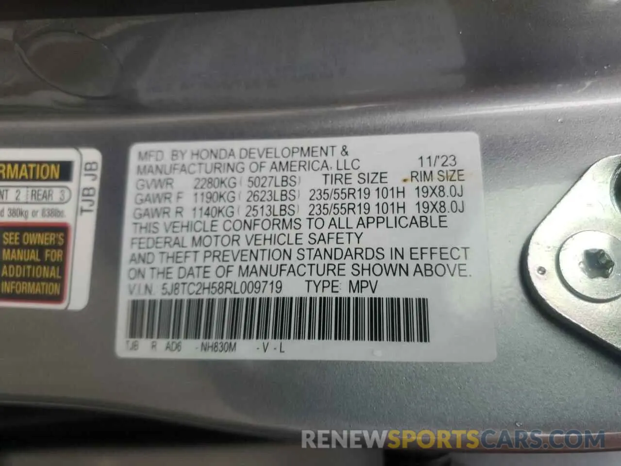 14 fotografías del automóvil dañado 5J8TC2H58RL009719 ACURA RDX 2024