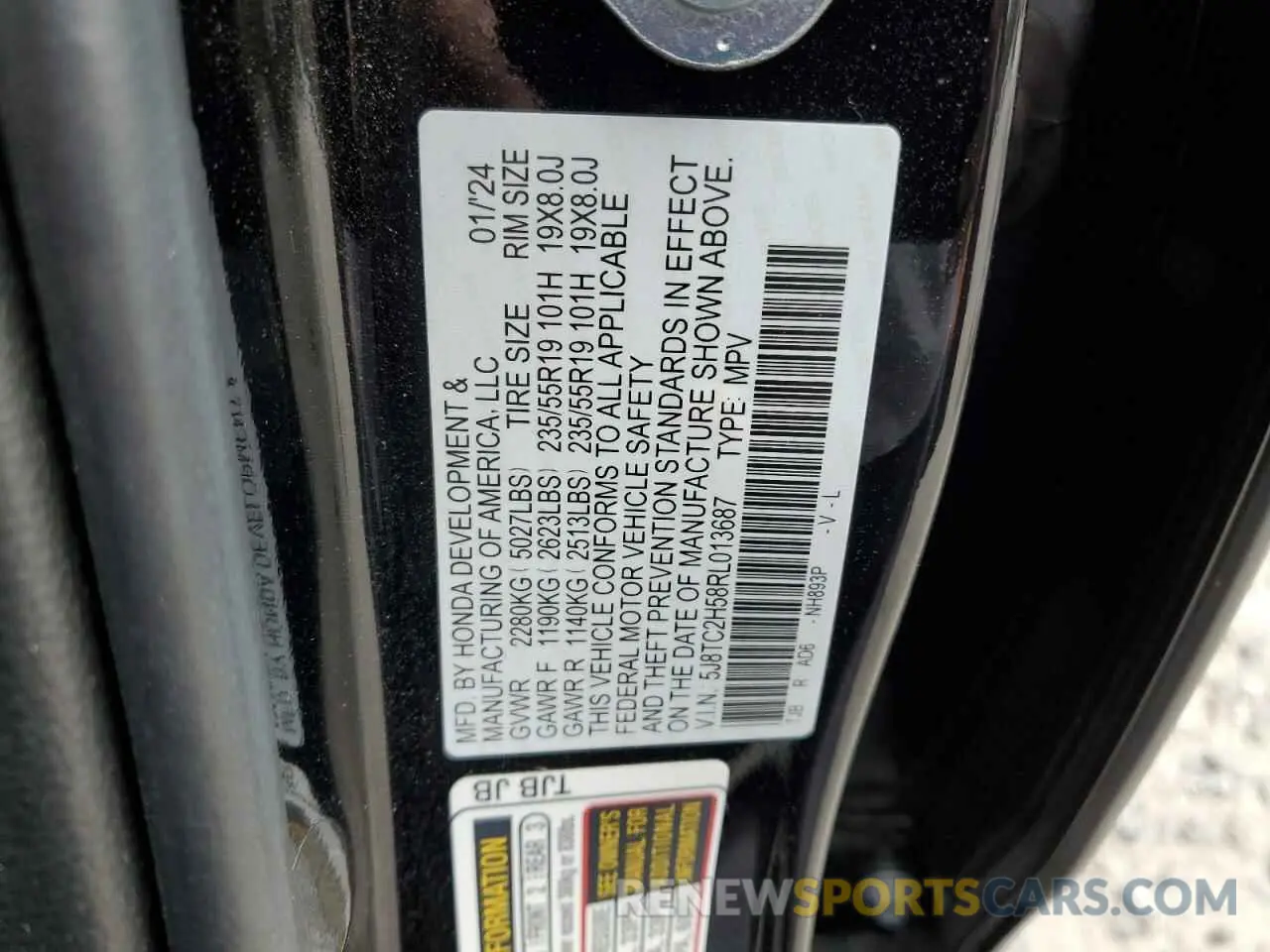 14 fotografías del automóvil dañado 5J8TC2H58RL013687 ACURA RDX 2024
