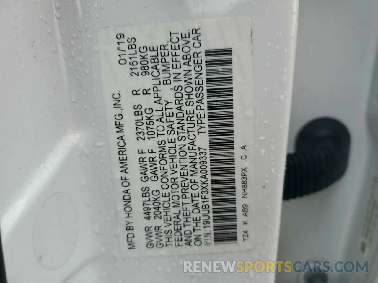 13 fotografías del automóvil dañado 19UUB1F3XKA009337 ACURA TLX 2019