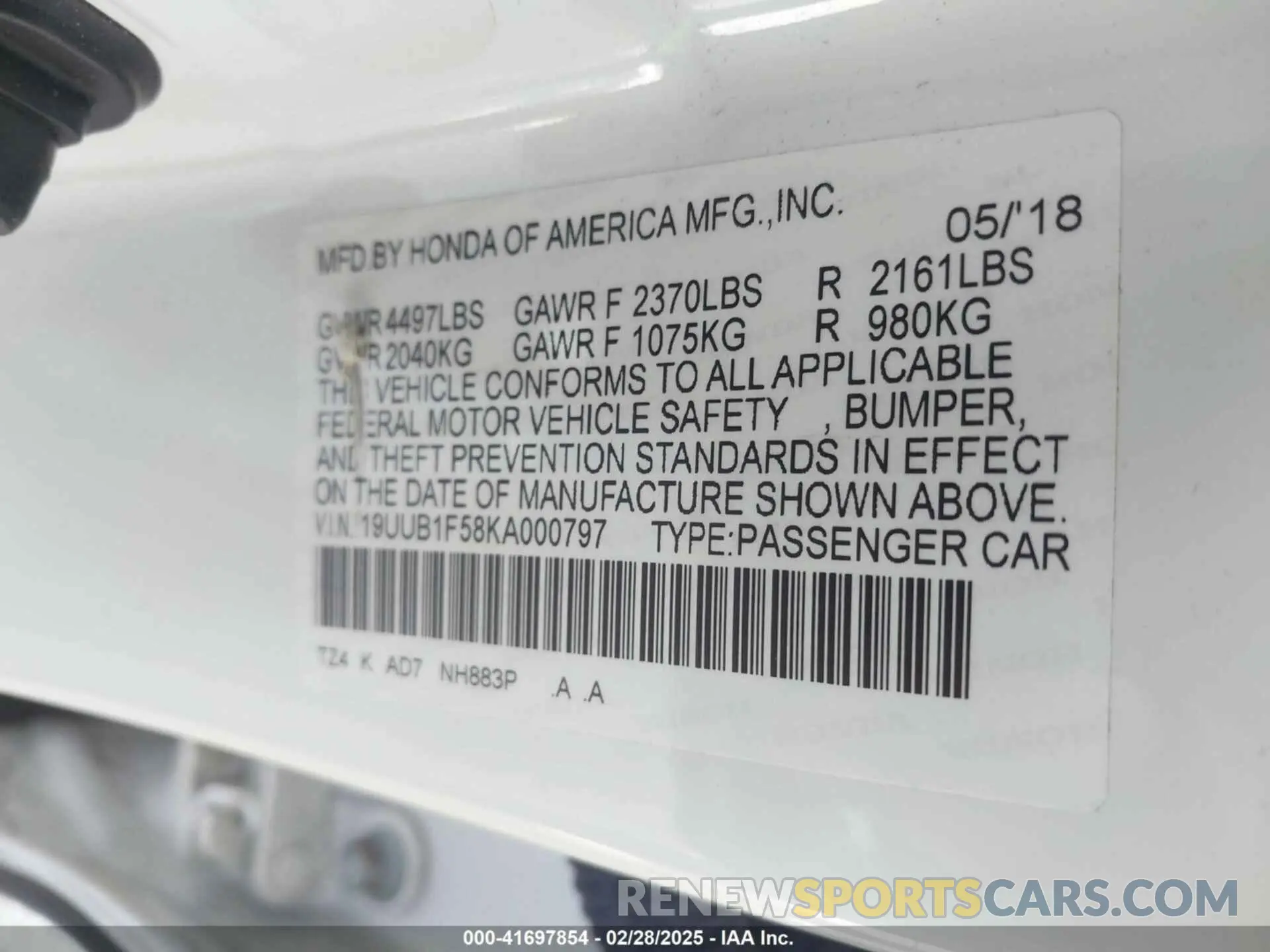 9 fotografías del automóvil dañado 19UUB1F58KA000797 ACURA TLX 2019