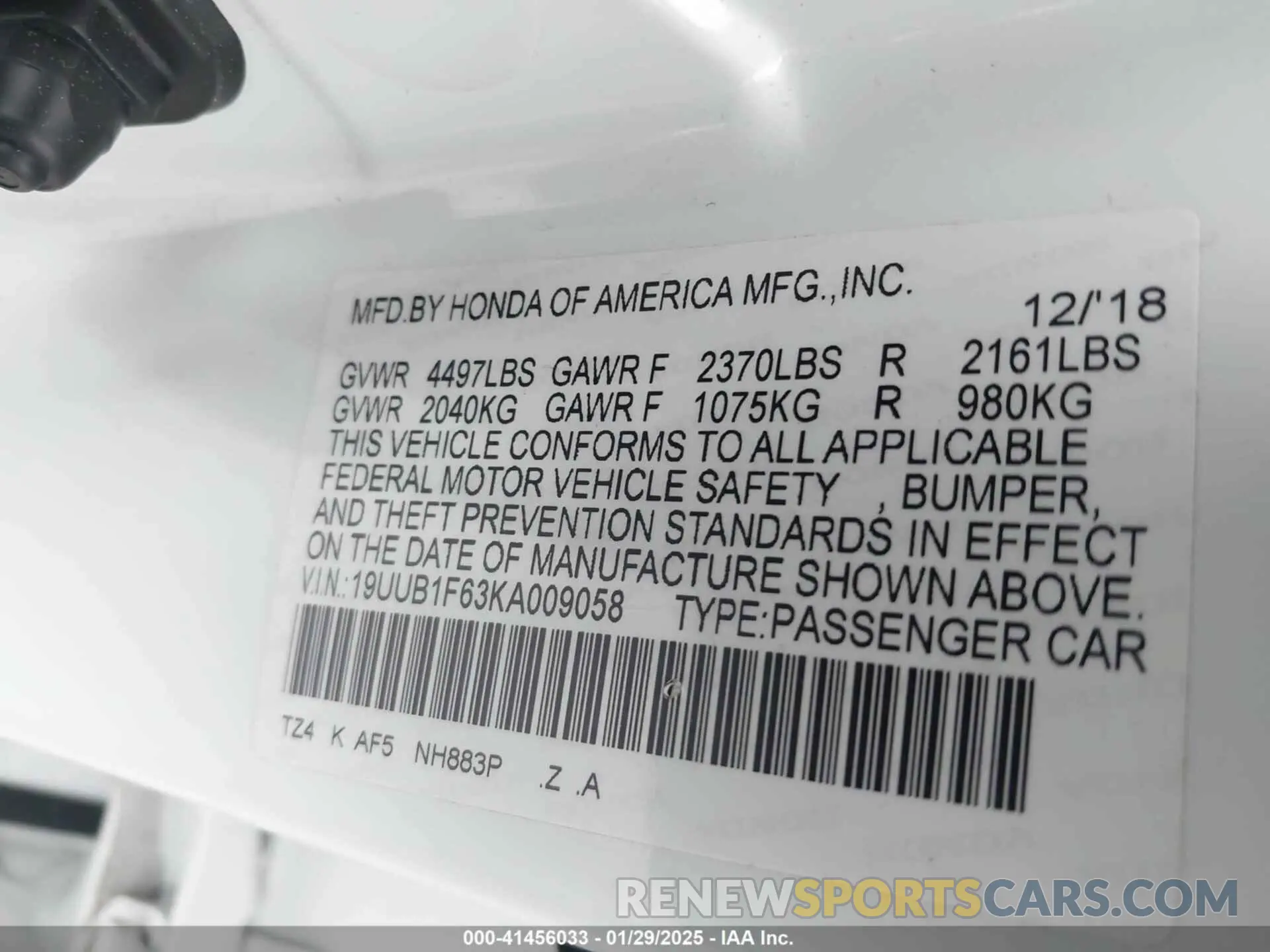 9 fotografías del automóvil dañado 19UUB1F63KA009058 ACURA TLX 2019