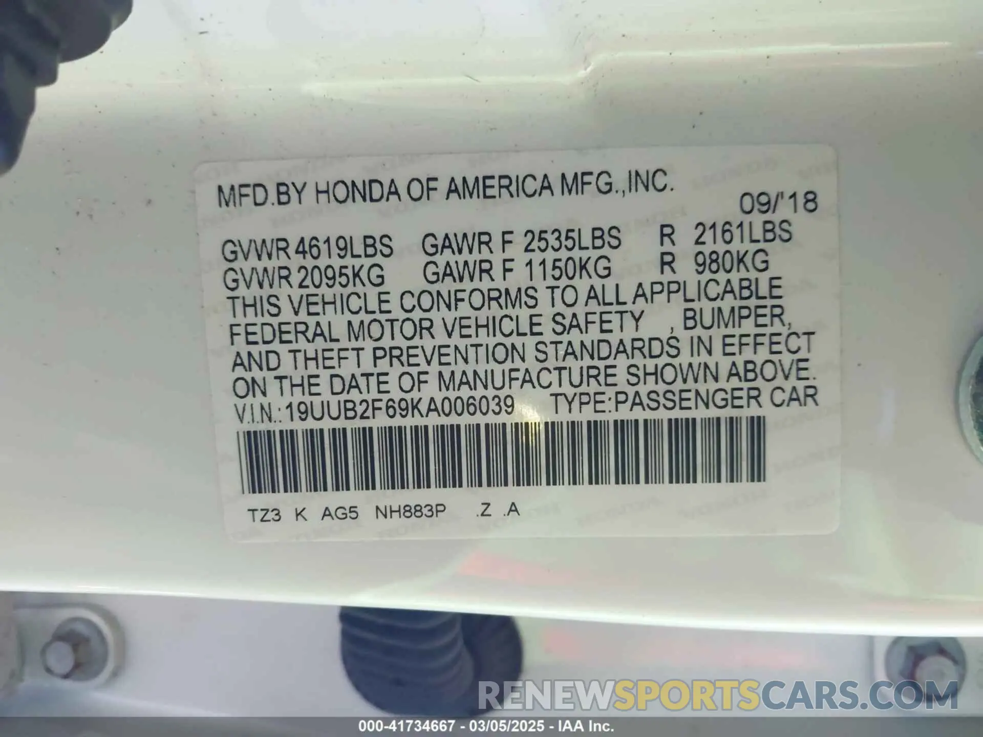 9 fotografías del automóvil dañado 19UUB2F69KA006039 ACURA TLX 2019