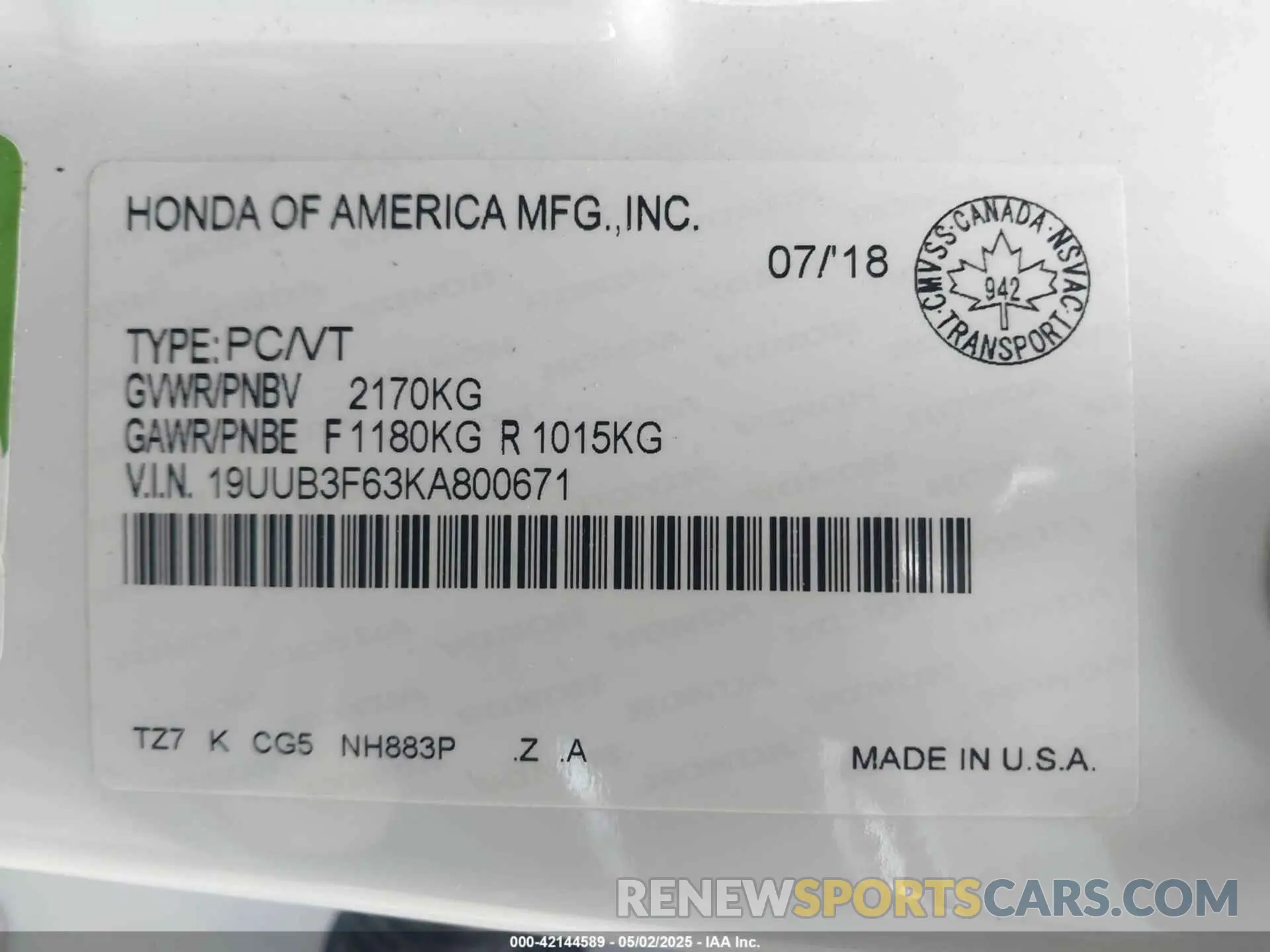 9 fotografías del automóvil dañado 19UUB3F63KA800671 ACURA TLX 2019