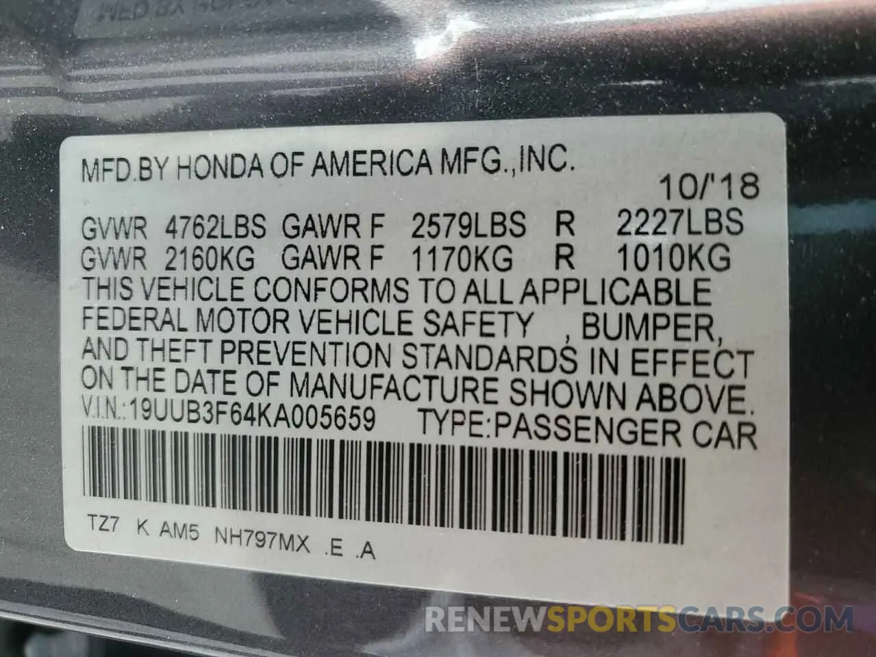 13 fotografías del automóvil dañado 19UUB3F64KA005659 ACURA TLX 2019