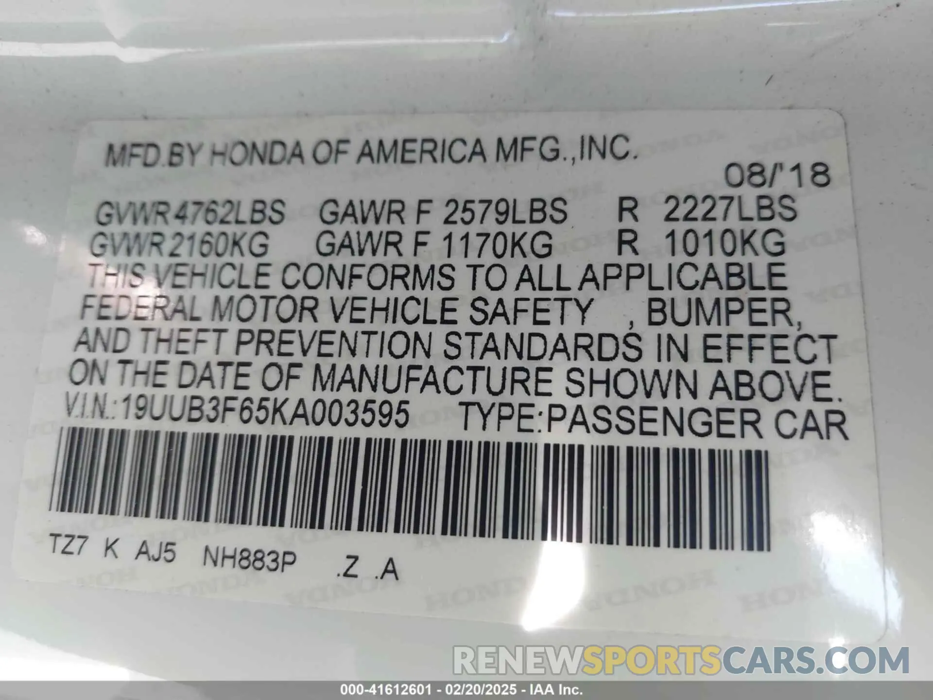 9 fotografías del automóvil dañado 19UUB3F65KA003595 ACURA TLX 2019
